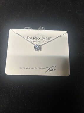 Park Lane Silver Pendant Necklace with Clear Sparkling Stone